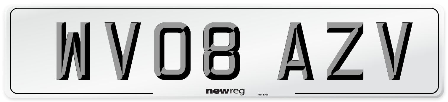 WV08 AZV Number Plate from New Reg